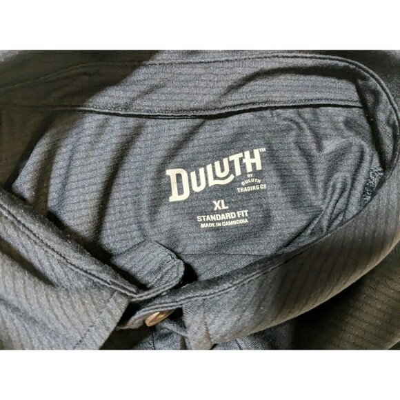 Duluth Trading Navy Blue & Black Stripe Stretch Standard Fit Polo Shirt XL - Picture 6 of 6